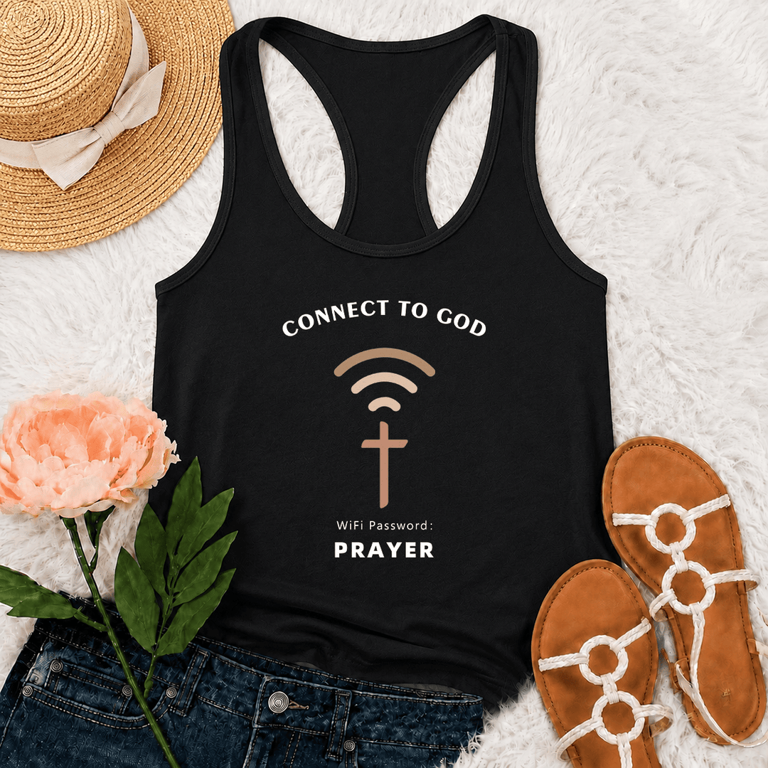 Christianartworkshop Conéctate a Dios Señal Wifi Cruz Gráfico Contraseña WiFi Oración Camiseta sin mangas casual inspiradora con espalda cruzada - Negro - 2XL - image 0