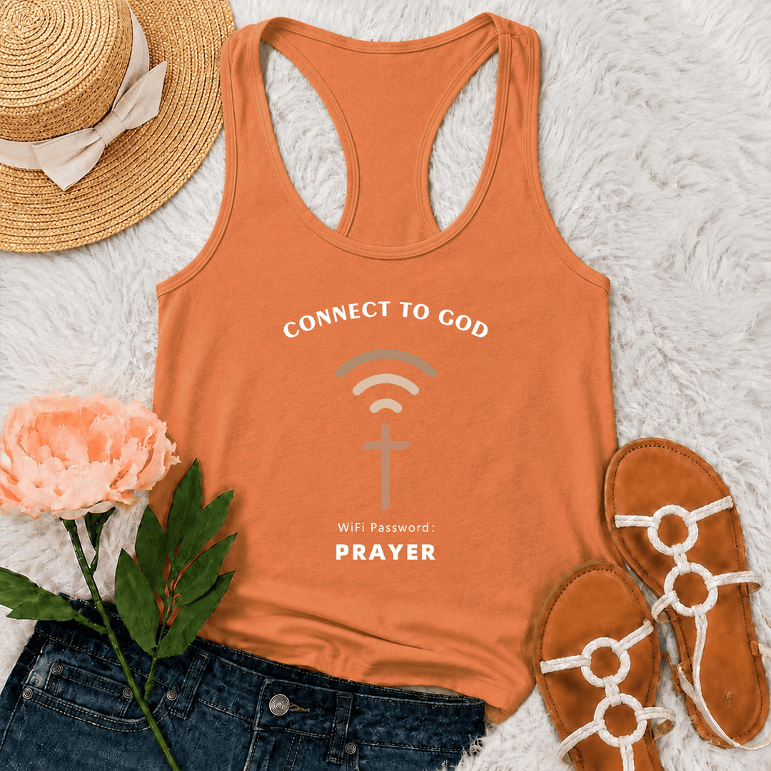 Christianartworkshop Conéctate a Dios Señal Wifi Cruz Gráfico Contraseña WiFi Oración Camiseta sin mangas casual inspiradora con espalda cruzada - Naranja - 2XL - image 15