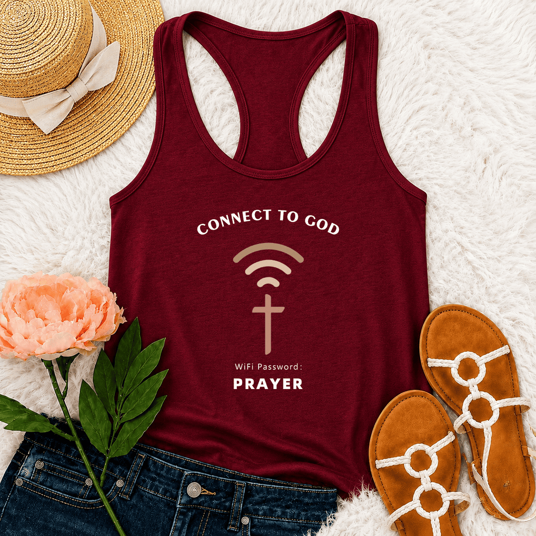 Christianartworkshop Conéctate a Dios Señal Wifi Cruz Gráfico Contraseña WiFi Oración Camiseta sin mangas casual inspiradora con espalda cruzada - Vino - 2XL - image 6