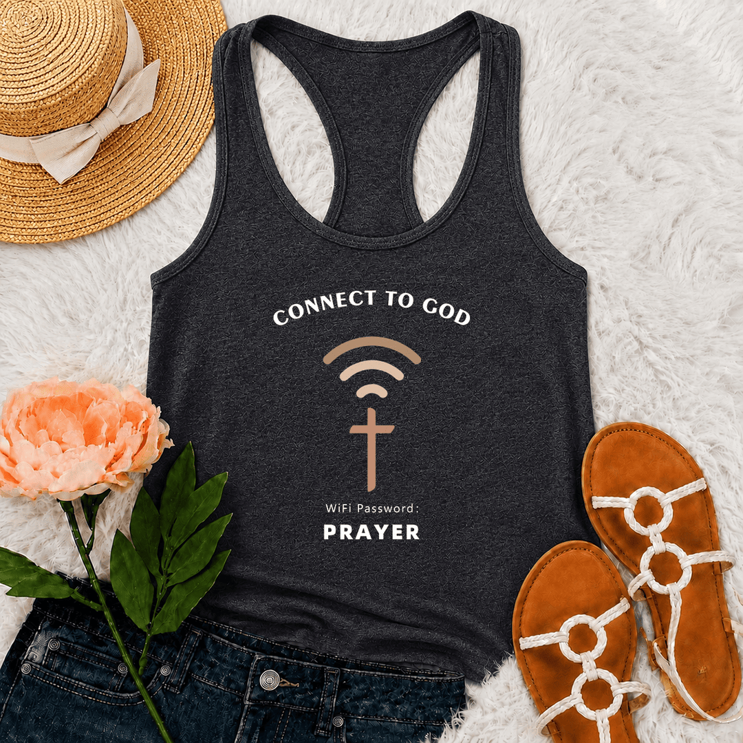 Christianartworkshop Conéctate a Dios Señal Wifi Cruz Gráfico Contraseña WiFi Oración Camiseta sin mangas casual inspiradora con espalda cruzada - Gris - 2XL - image 12
