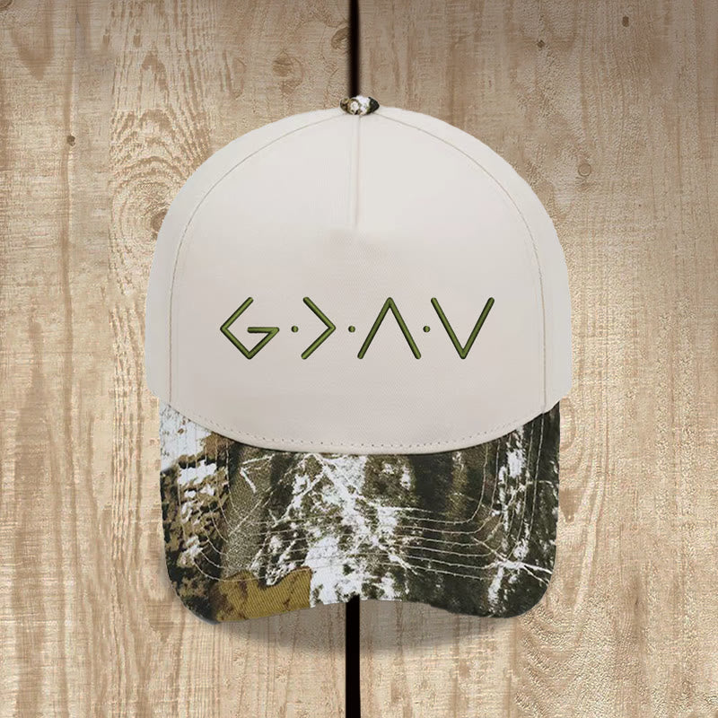 Christianartworkshop Gorra de béisbol con bordado frontal de símbolo de letra geométrica de línea fina - Camuflaje y beige - image 0