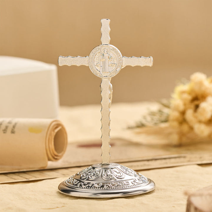 Christianartworkshop Adorno de escritorio con crucifijo de San Benito INRI: Un símbolo diario de protección y redención sagradas. - image 6