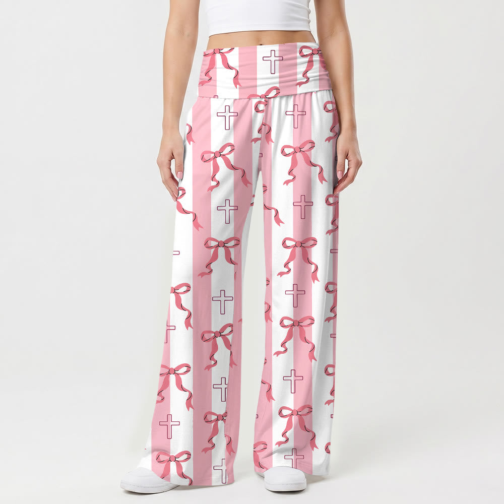 Christianartworkshop Pantalones de pierna ancha con estampado de lazo y contorno de rayas verticales - US22, UK/AU26, EU54 (6XL) - image 0