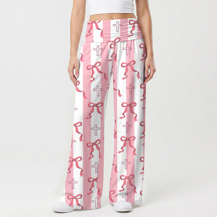 Christianartworkshop Pantalones de pierna ancha con estampado de lazo y contorno de rayas verticales - US22, UK/AU26, EU54 (6XL) - image 0