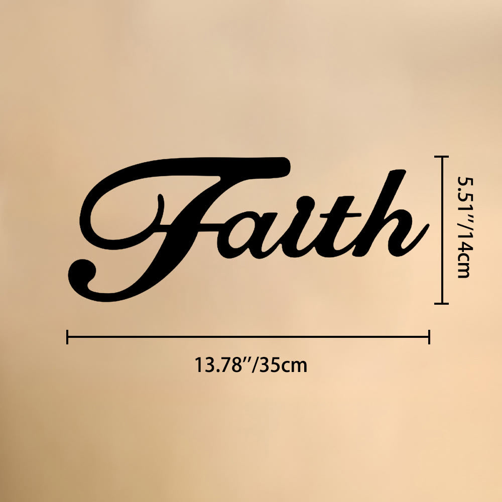 Christianartworkshop Elegante adorno de pared metálico con la palabra "Fe" en letra cursiva: emblema atemporal de fe interior inquebrantable. - 5,51''*13,78''*0,04''/14cm*35cm*0,1cm - image 6