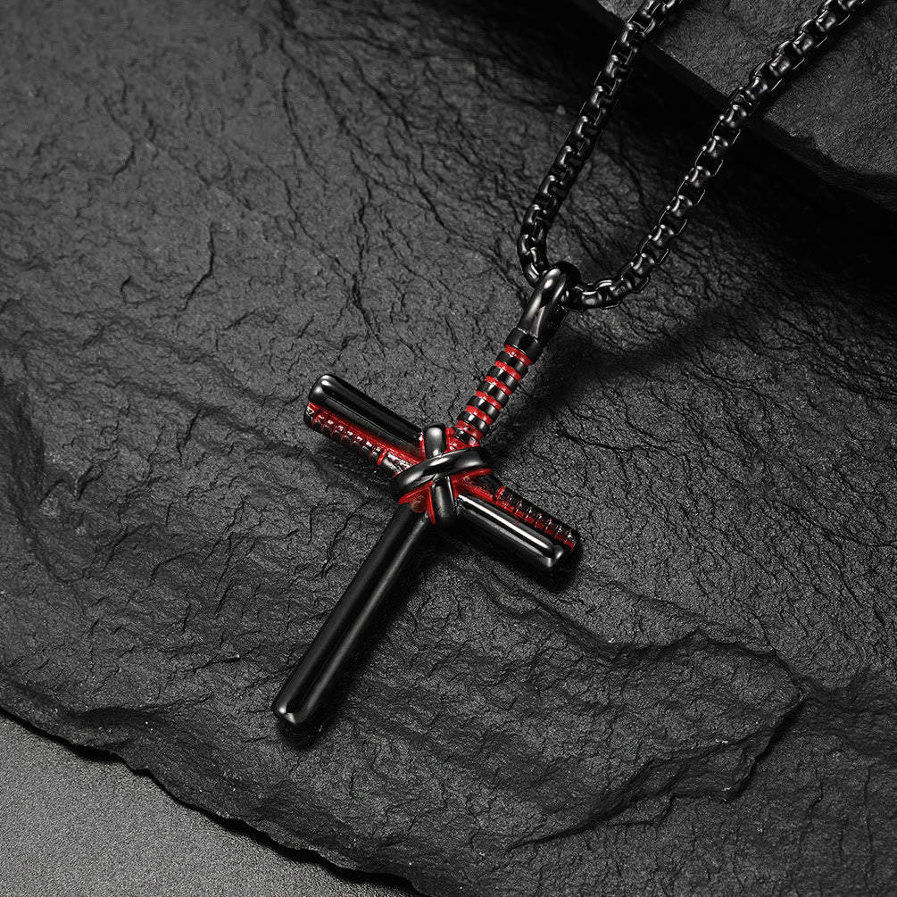 Christianartworkshop Collar con colgante de cruz minimalista: emblema atemporal de paz celestial. - Negro - image 0