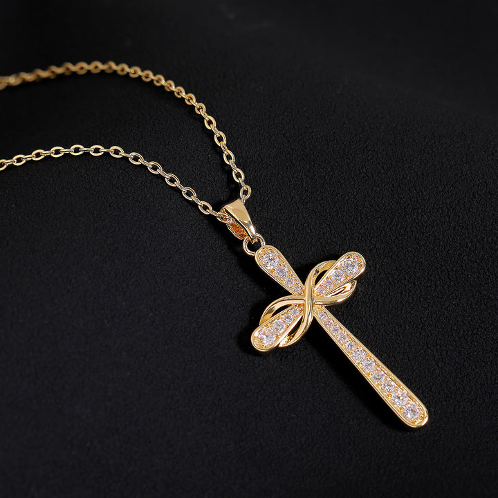 Christianartworkshop Collar con cruz y símbolo del infinito con pavé completo: emblema atemporal de paz celestial y serena. - image 2