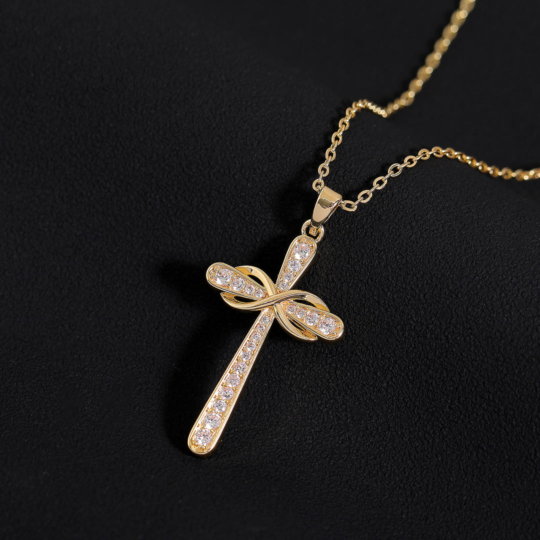 Christianartworkshop Collar con cruz y símbolo del infinito con pavé completo: emblema atemporal de paz celestial y serena. - image 4