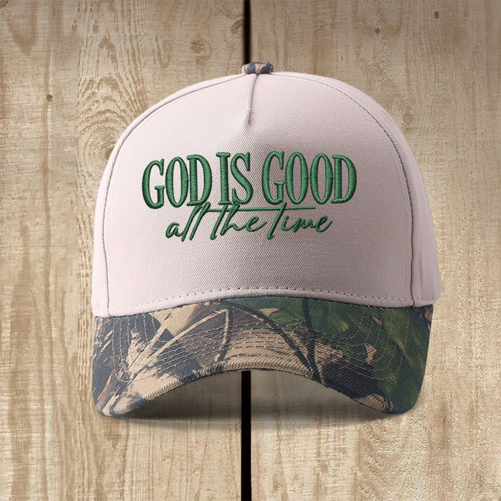 Christianartworkshop Gorra de béisbol informal con el bordado "Dios es bueno todo el tiempo" - Camuflaje - image 7