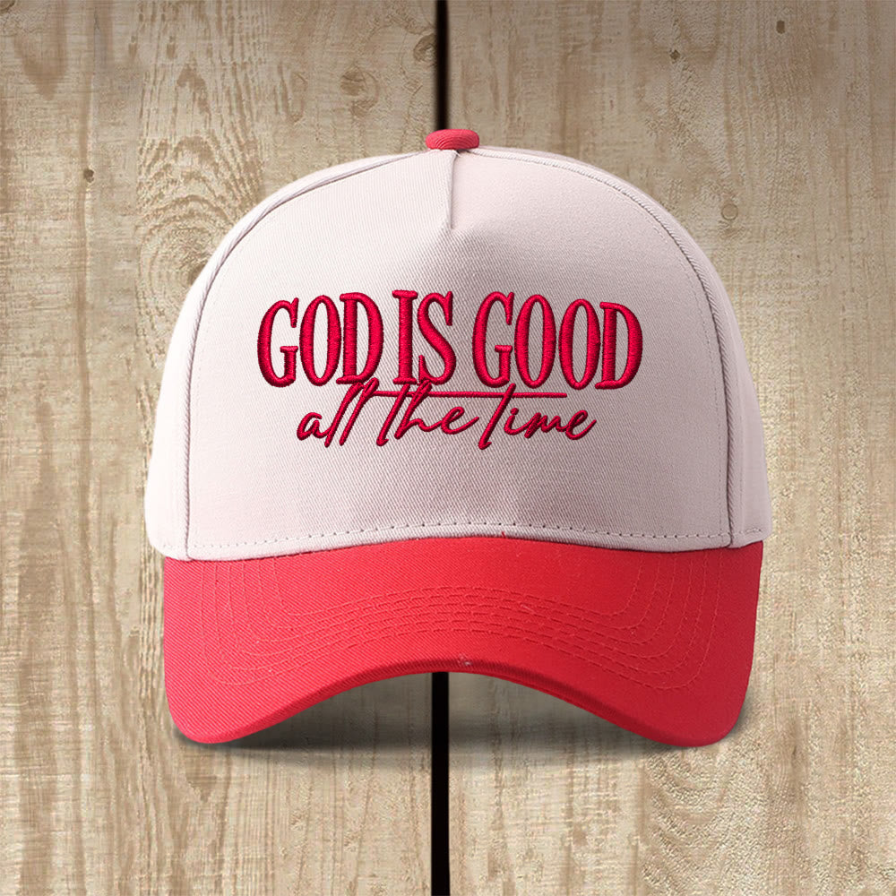 Christianartworkshop Gorra de béisbol informal con el bordado "Dios es bueno todo el tiempo" - Rojo - image 5