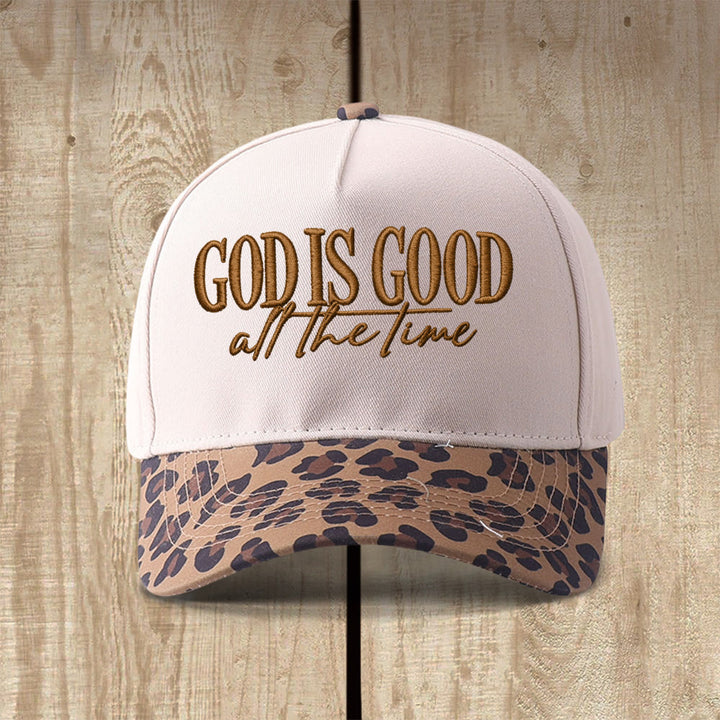 Christianartworkshop Gorra de béisbol informal con el bordado "Dios es bueno todo el tiempo" - Leopardo audaz - image 6