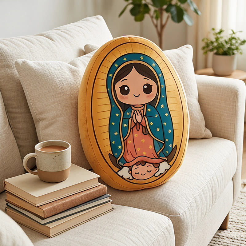 Christianartworkshop Adorable almohada de peluche con forma de la Virgen de Guadalupe: decoración acogedora para el hogar inspirada en la fe. - 24" (60 cm) - image 0
