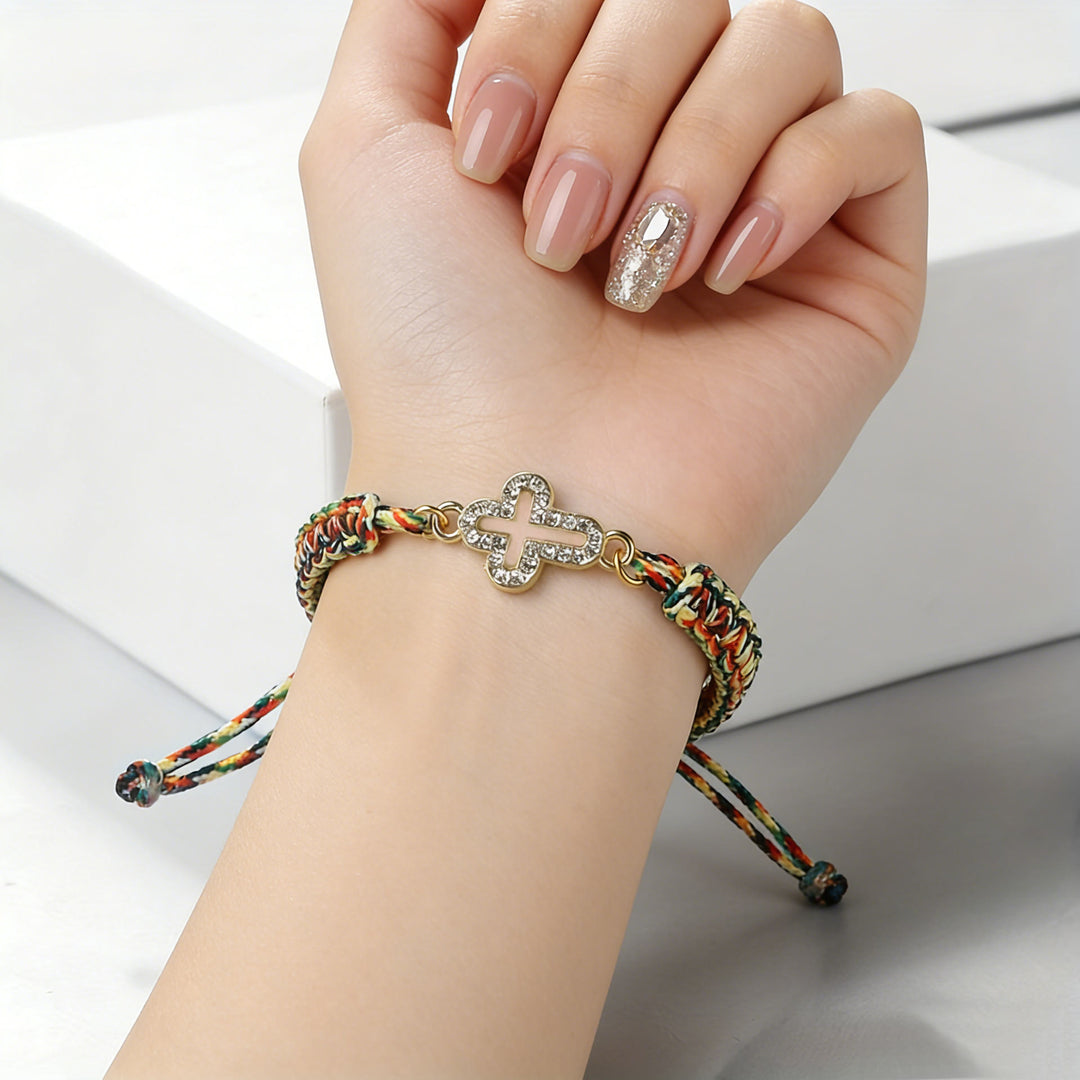 Christianartworkshop Pulsera de cordón tejido con cruz sagrada: emblema personalizado de la eterna ternura divina. - image 1