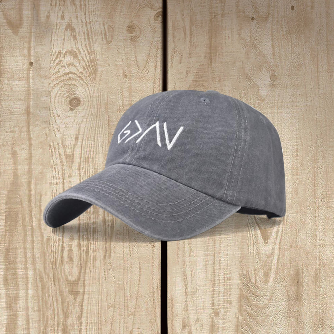 Christianartworkshop Gorra de béisbol lavada con bordado de símbolo de flecha mínima "Mayor que la adversidad" - Gris - image 9