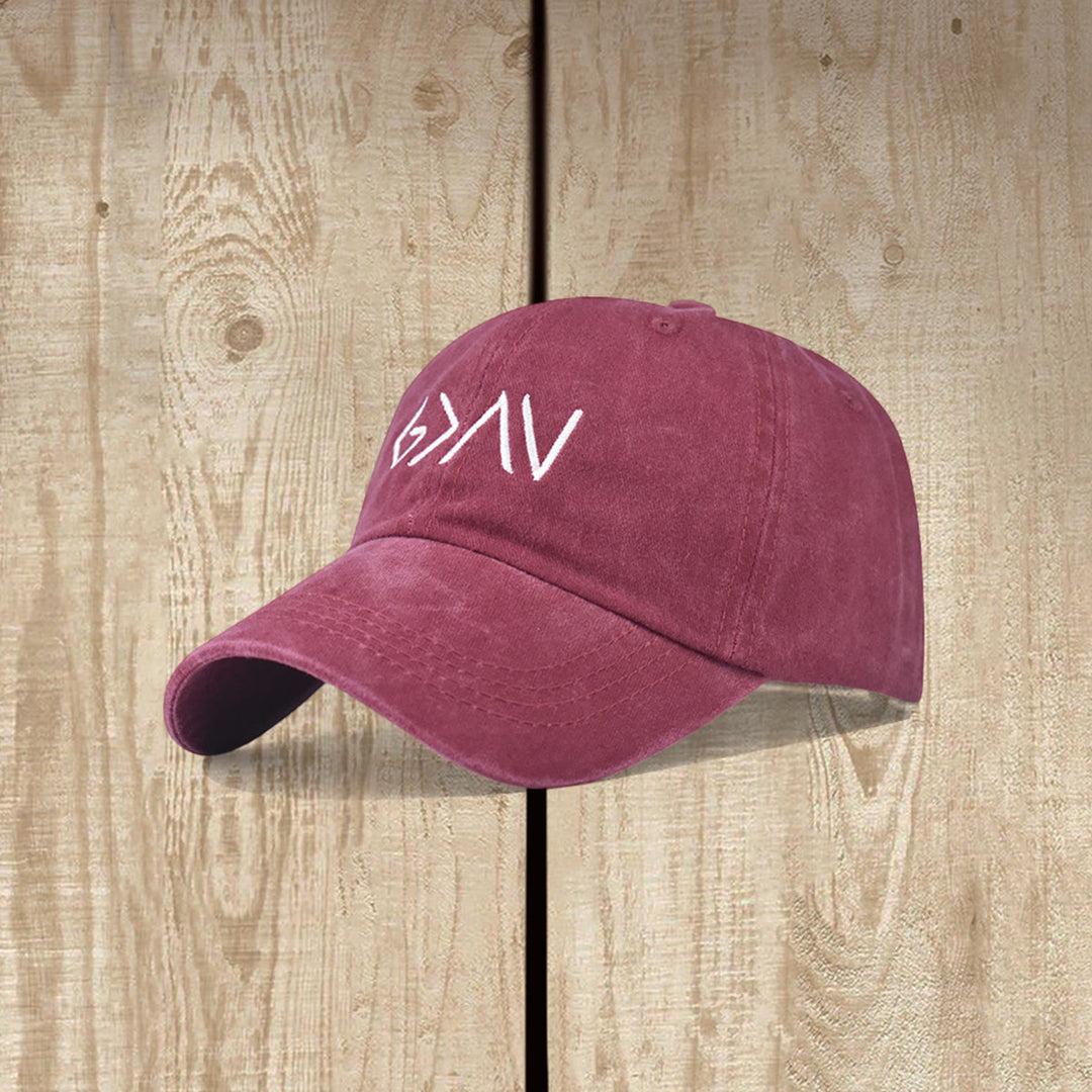 Christianartworkshop Gorra de béisbol lavada con bordado de símbolo de flecha mínima "Mayor que la adversidad" - borgoña - image 10