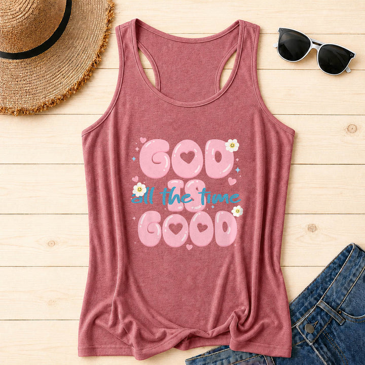 Christianartworkshop Camiseta sin mangas estilo racerback con estampado frontal de corazón burbuja con letras de carita sonriente, margarita y estrella. - Rosa - 2XL - image 18