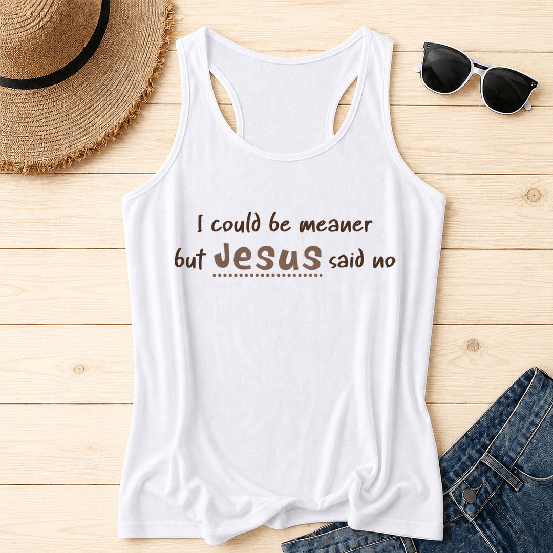 Christianartworkshop Podría ser más cruel, pero Jesús dijo que no. Camiseta sin mangas estilo nadador con estampado frontal de contraste. - Blanco - 2XL - image 6