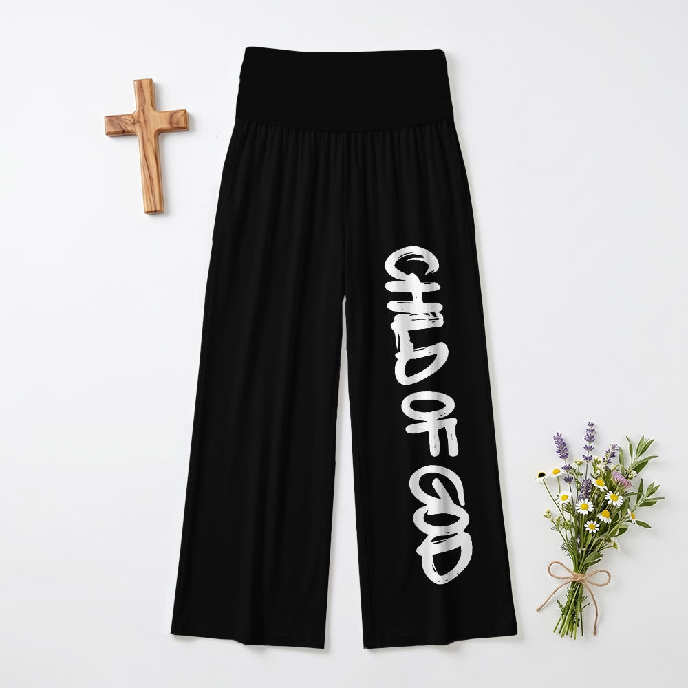 Christianartworkshop Pincelada vertical, Niño de Dios, Letras a mano, Pantalones de pierna ancha con cintura alta y dobladillo - Negro - US22,UK/AU26,EU54 (6XL) - image 3