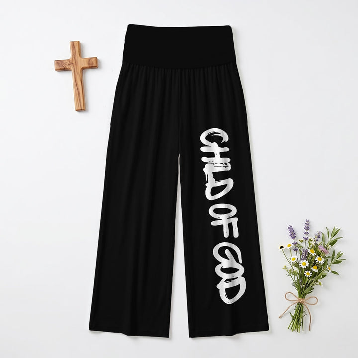 Christianartworkshop Pincelada vertical, Niño de Dios, Letras a mano, Pantalones de pierna ancha con cintura alta y dobladillo - Negro - US22,UK/AU26,EU54 (6XL) - image 3