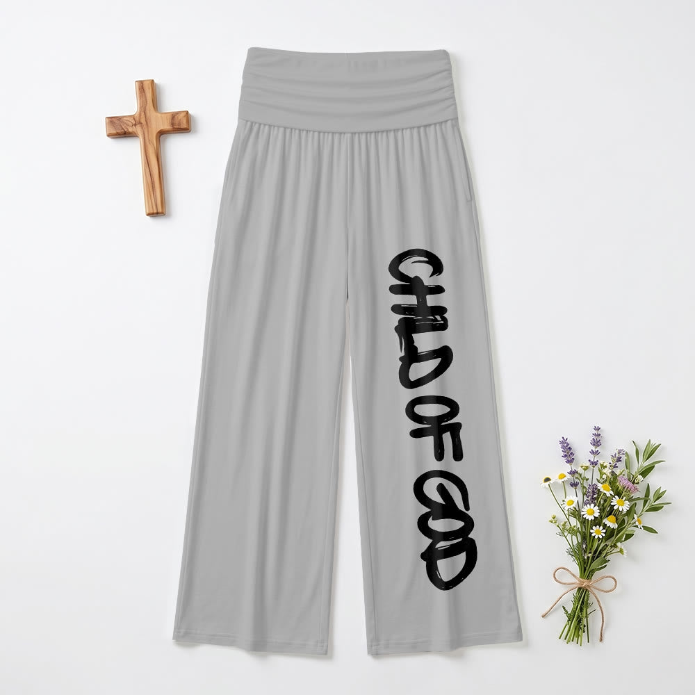 Christianartworkshop Pincelada vertical, Niño de Dios, Letras a mano, Pantalones de pierna ancha con cintura alta y dobladillo - Gris - US22,UK/AU26,EU54 (6XL) - image 9