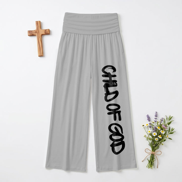Christianartworkshop Pincelada vertical, Niño de Dios, Letras a mano, Pantalones de pierna ancha con cintura alta y dobladillo - Gris - US22,UK/AU26,EU54 (6XL) - image 9
