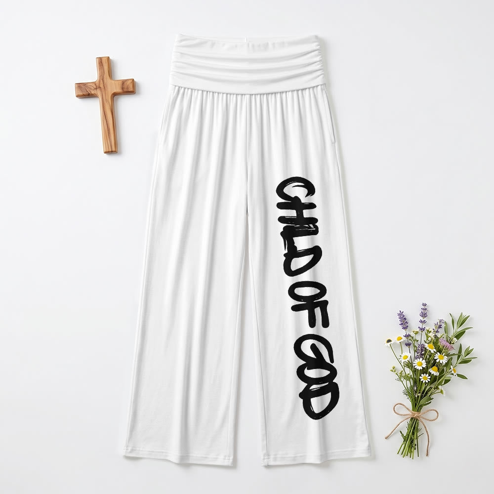 Christianartworkshop Pincelada vertical, Niño de Dios, Letras a mano, Pantalones de pierna ancha con cintura alta y dobladillo - Blanco - US22,UK/AU26,EU54 (6XL) - image 6