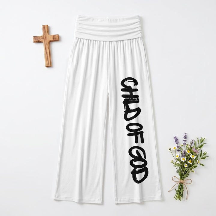 Christianartworkshop Pincelada vertical, Niño de Dios, Letras a mano, Pantalones de pierna ancha con cintura alta y dobladillo - Blanco - US22,UK/AU26,EU54 (6XL) - image 6