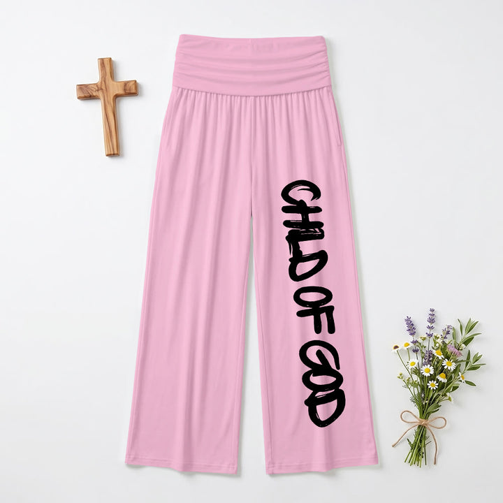 Christianartworkshop Pincelada vertical, Niño de Dios, Letras a mano, Pantalones de pierna ancha con cintura alta y dobladillo - Rosa - US22,UK/AU26,EU54 (6XL) - image 12