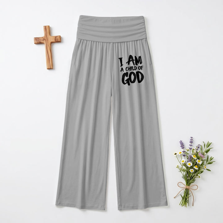 Christianartworkshop Soy un hijo de Dios. Pantalones de pierna ancha con estampado en bloque en la parte delantera del muslo. - Gris - US22, UK/AU26, EU54 (6XL) - image 9