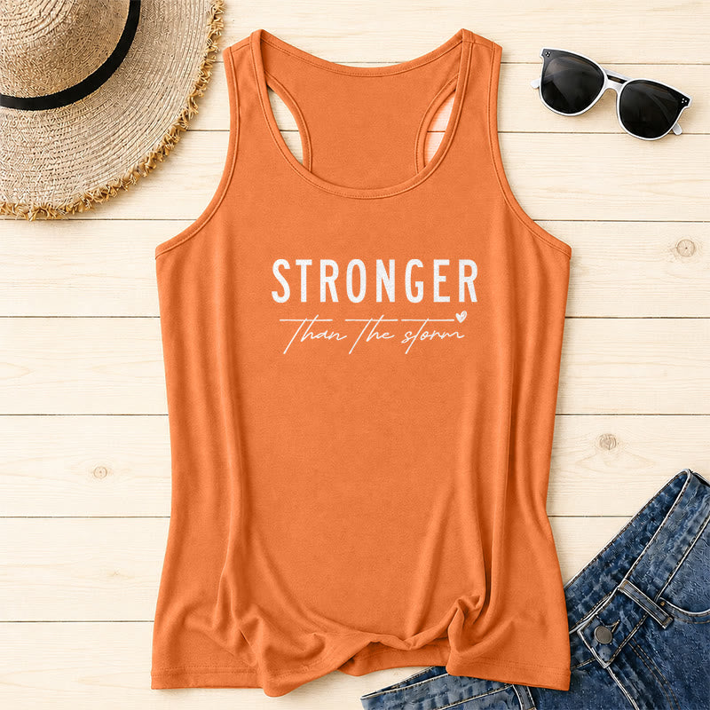 Christianartworkshop Camiseta sin mangas estilo racerback con estampado frontal en letra mayúscula grande, desgastada, en negrita, con la frase "STRONGER" subrayada en cursiva y un pequeño corazón como detalle. - Naranja - 2XL - image 16