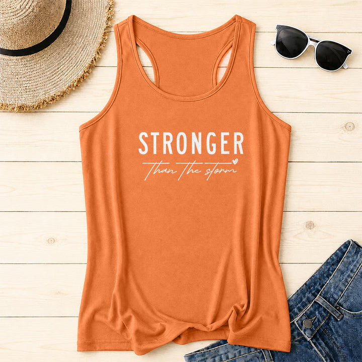 Christianartworkshop Camiseta sin mangas estilo racerback con estampado frontal en letra mayúscula grande, desgastada, en negrita, con la frase "STRONGER" subrayada en cursiva y un pequeño corazón como detalle. - Naranja - 2XL - image 16