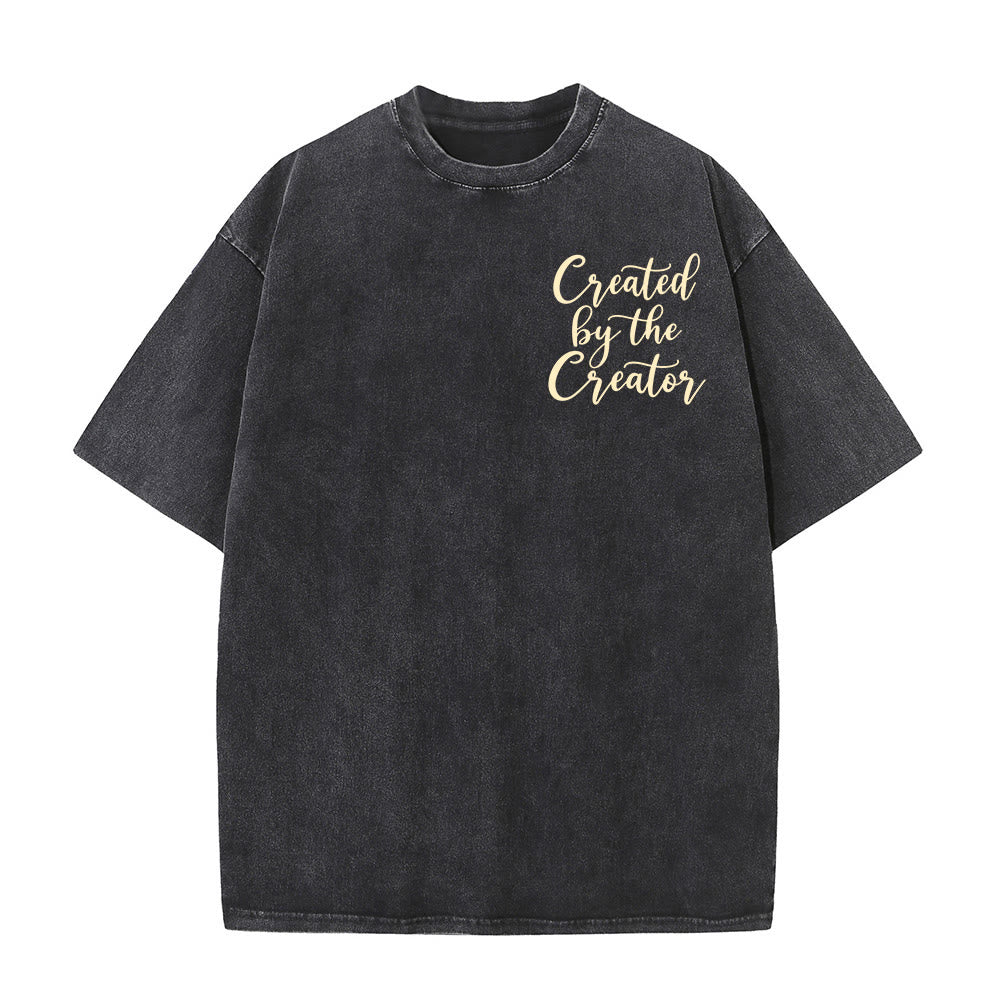 Christianartworkshop Camiseta vintage lavada con estampado doble de ramo de girasoles silvestres en cursiva elegante creada por el creador - image 1