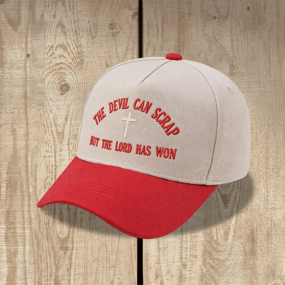 Christianartworkshop Gorra de béisbol lavada con bordado de cruz y motivos de las Escrituras: EL DIABLO PUEDE LUCHAR, PERO EL SEÑOR HA GANADO. - image 13