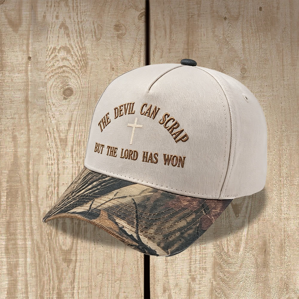 Christianartworkshop Gorra de béisbol lavada con bordado de cruz y motivos de las Escrituras: EL DIABLO PUEDE LUCHAR, PERO EL SEÑOR HA GANADO. - image 11