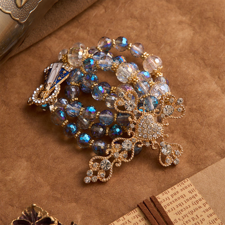 Christianartworkshop Rosario de cuentas azules iridiscentes con Nuestra Señora de Aparecida y crucifijo de diamantes de imitación: recuerdo personalizado con nombre para la capilla. - image 6