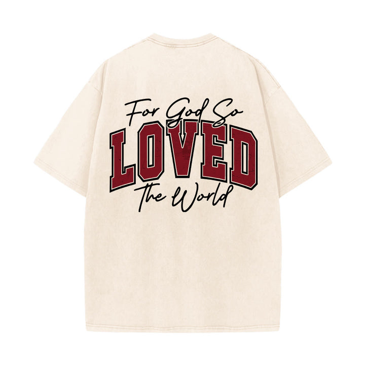 Christianartworkshop Camiseta lavada con la frase Juan 3:16 en la parte trasera, estilo universitario, "Porque de tal manera amó Dios al mundo". - image 11