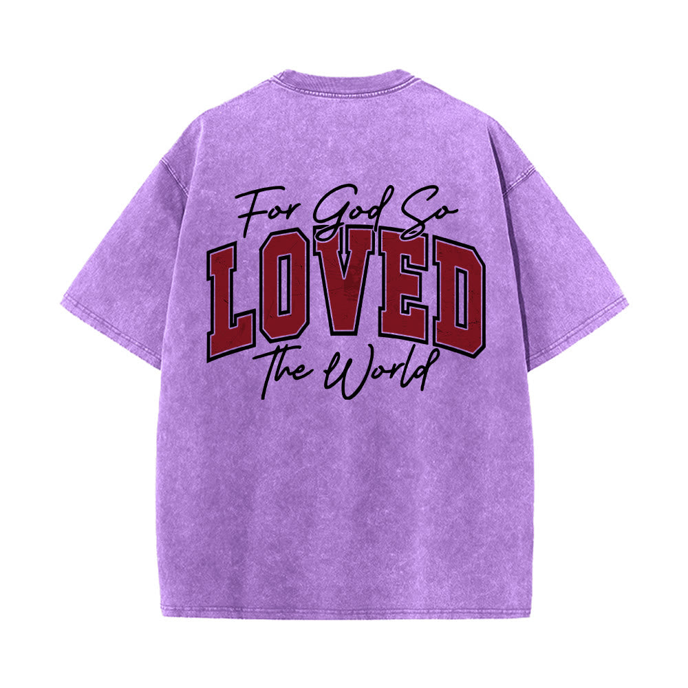 Christianartworkshop Camiseta lavada con la frase Juan 3:16 en la parte trasera, estilo universitario, "Porque de tal manera amó Dios al mundo". - image 20