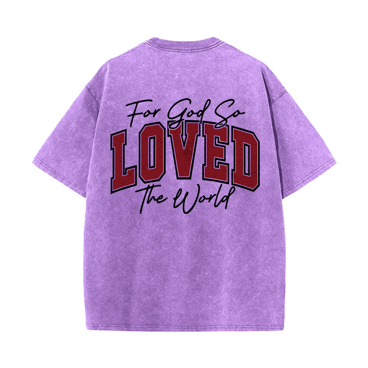 Christianartworkshop Camiseta lavada con la frase Juan 3:16 en la parte trasera, estilo universitario, "Porque de tal manera amó Dios al mundo". - image 20