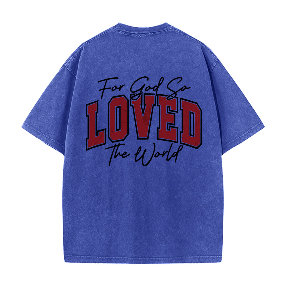 Christianartworkshop Camiseta lavada con la frase Juan 3:16 en la parte trasera, estilo universitario, "Porque de tal manera amó Dios al mundo". - image 17