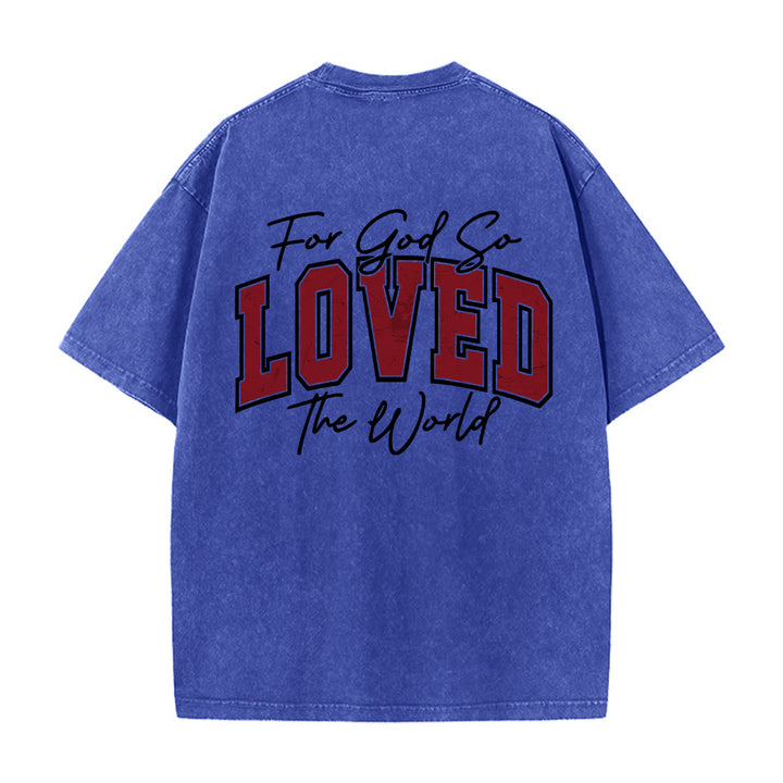 Christianartworkshop Camiseta lavada con la frase Juan 3:16 en la parte trasera, estilo universitario, "Porque de tal manera amó Dios al mundo". - image 17