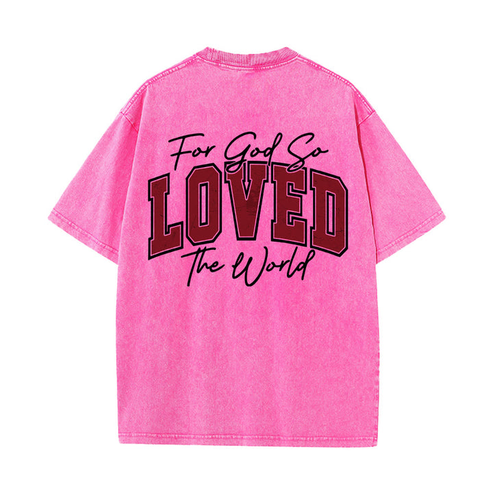 Christianartworkshop Camiseta lavada con la frase Juan 3:16 en la parte trasera, estilo universitario, "Porque de tal manera amó Dios al mundo". - image 23
