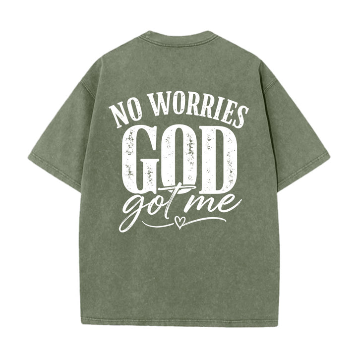 Christianartworkshop Camiseta lavada con detalle de corazón y la frase "Sin miedo" en la espalda, "No te preocupes, Dios me tiene". - image 26