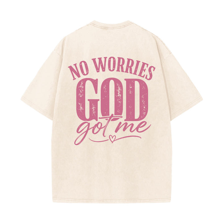 Christianartworkshop Camiseta lavada con detalle de corazón y la frase "Sin miedo" en la espalda, "No te preocupes, Dios me tiene". - image 17