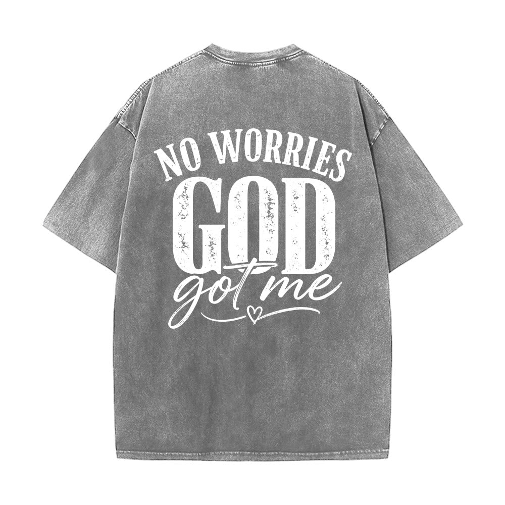 Christianartworkshop Camiseta lavada con detalle de corazón y la frase "Sin miedo" en la espalda, "No te preocupes, Dios me tiene". - image 8
