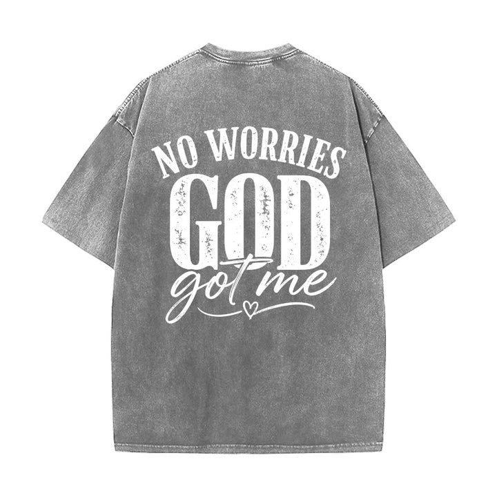 Christianartworkshop Camiseta lavada con detalle de corazón y la frase "Sin miedo" en la espalda, "No te preocupes, Dios me tiene". - image 8