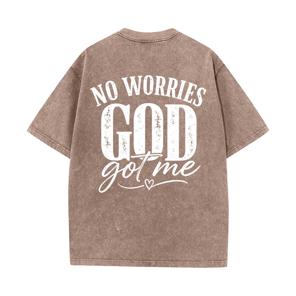 Christianartworkshop Camiseta lavada con detalle de corazón y la frase "Sin miedo" en la espalda, "No te preocupes, Dios me tiene". - image 5
