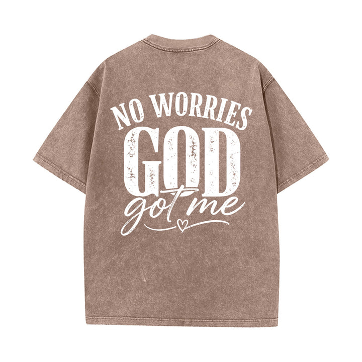 Christianartworkshop Camiseta lavada con detalle de corazón y la frase "Sin miedo" en la espalda, "No te preocupes, Dios me tiene". - image 5