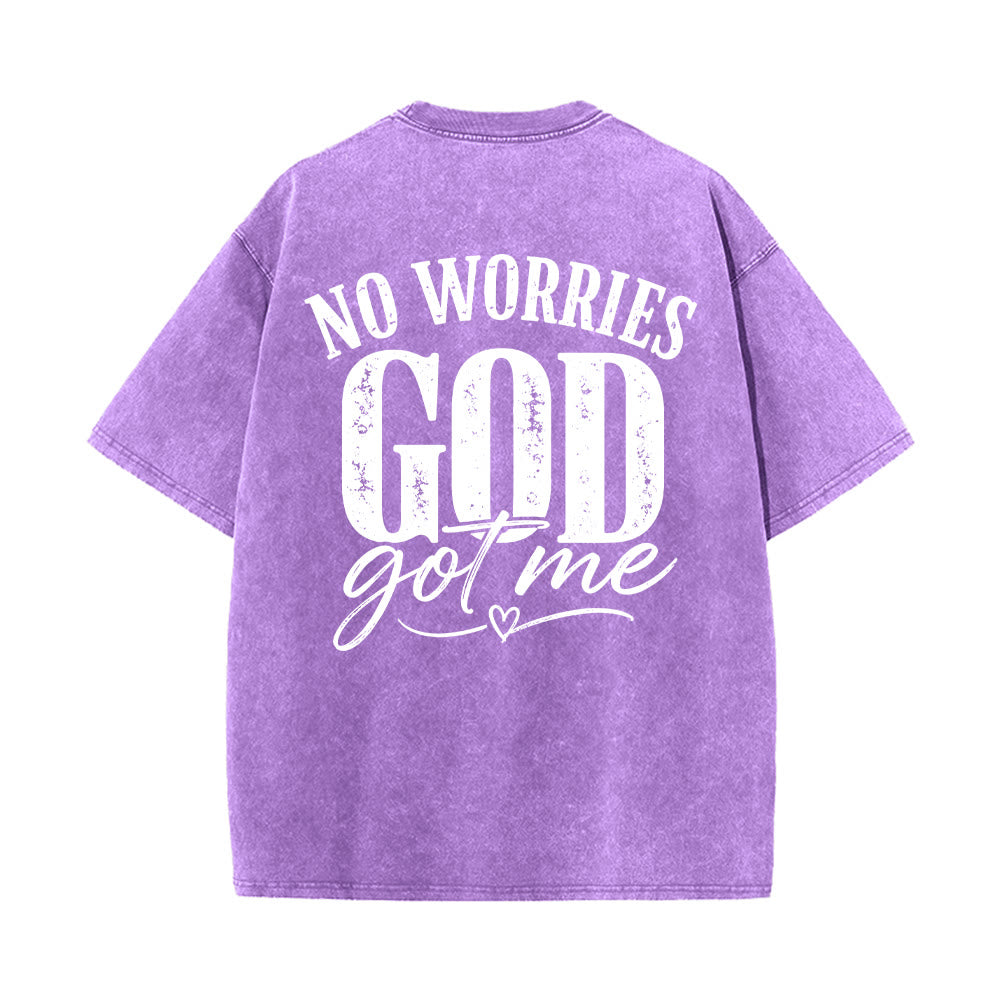 Christianartworkshop Camiseta lavada con detalle de corazón y la frase "Sin miedo" en la espalda, "No te preocupes, Dios me tiene". - image 20