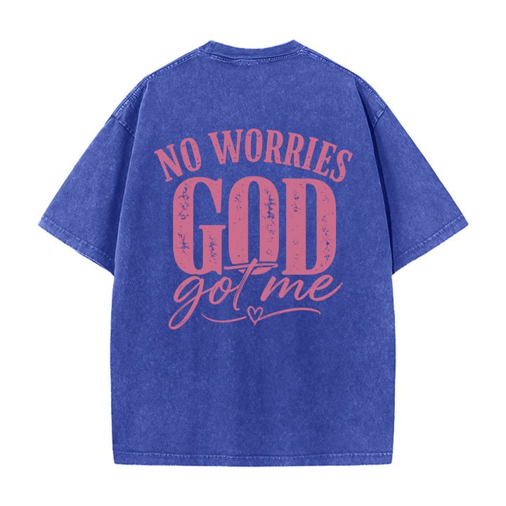 Christianartworkshop Camiseta lavada con detalle de corazón y la frase "Sin miedo" en la espalda, "No te preocupes, Dios me tiene". - image 2