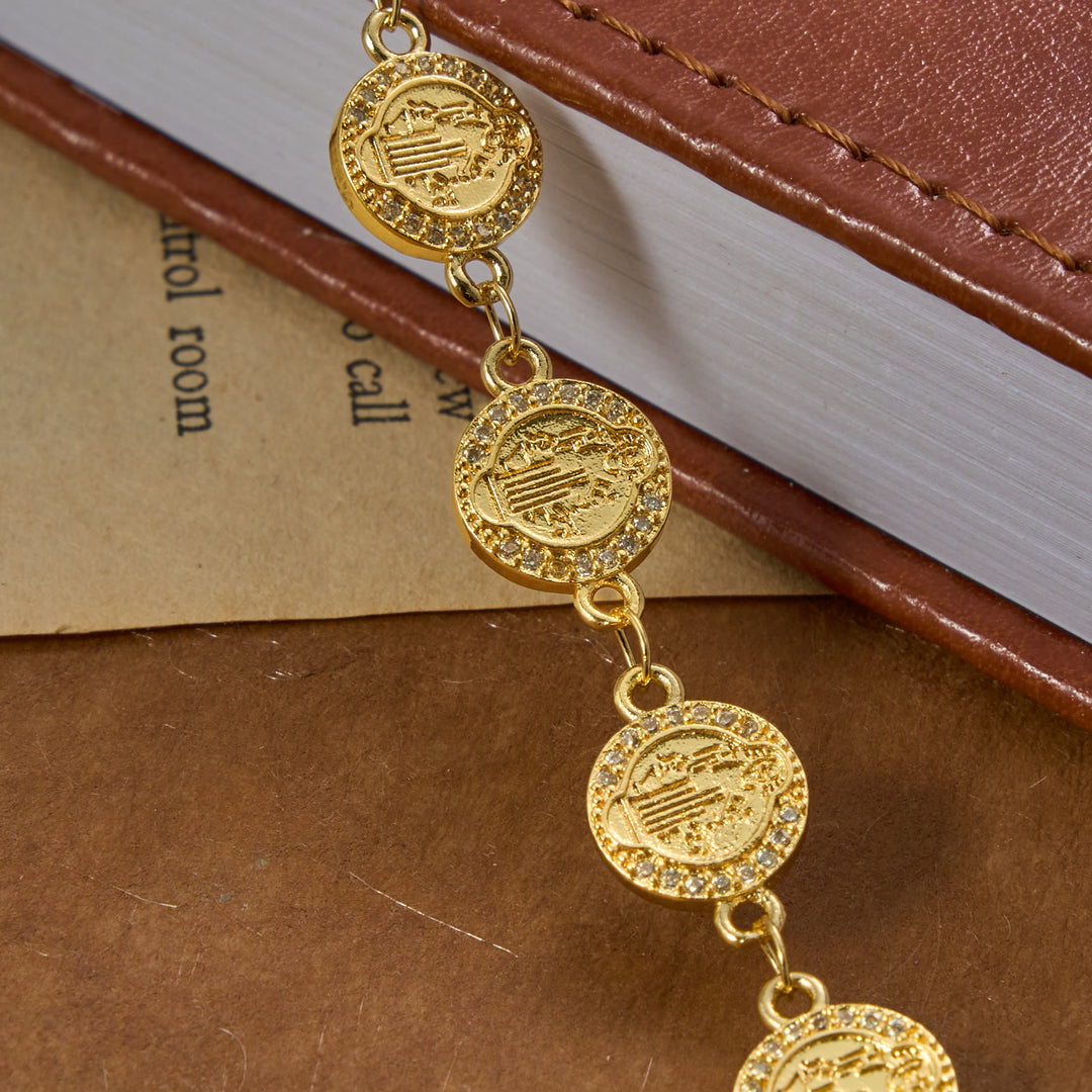 Christianartworkshop Pulsera de eslabones con borde brillante y medalla de San Benito: Emblema atemporal de la gentil protección celestial. - image 4